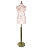 Display Guru Female Uk Size 6/8 Dressmakers Tailors Dummy Mannequin , Brown flower on cream Torso Bust with Gold Wood Round Base